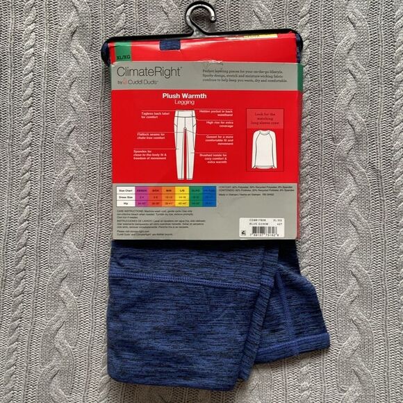 Plush Warmth Blue Denim Color High Rise Wide Waistband Brushed Leggins - Picture 4 of 6